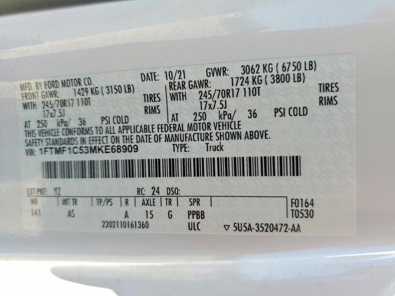 2021 FORD F150 12