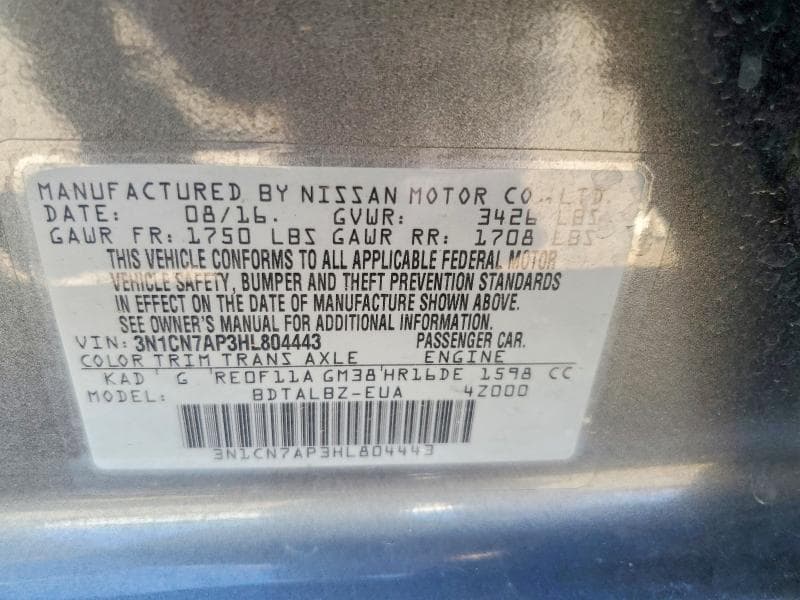 2017 NISSAN VERSA 1.6 S 13