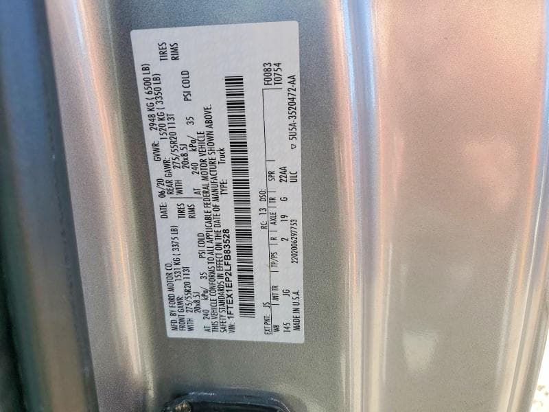 2020 FORD F150 SUPER CAB 12