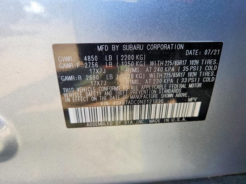 2022 SUBARU OUTBACK PREMIUM 13