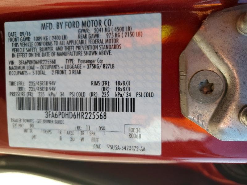 2017 FORD FUSION SE 12