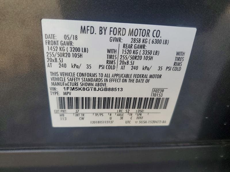 2018 FORD EXPLORER SPORT 13