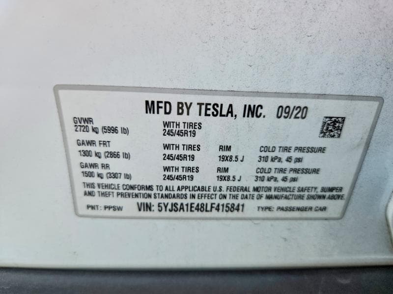 2020 TESLA MODEL S 13