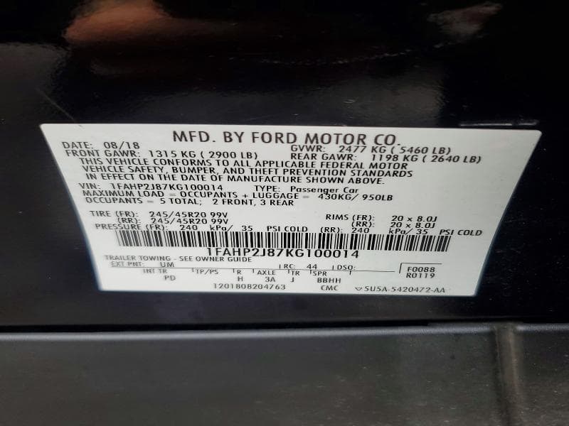 2019 FORD TAURUS LIMITED 13