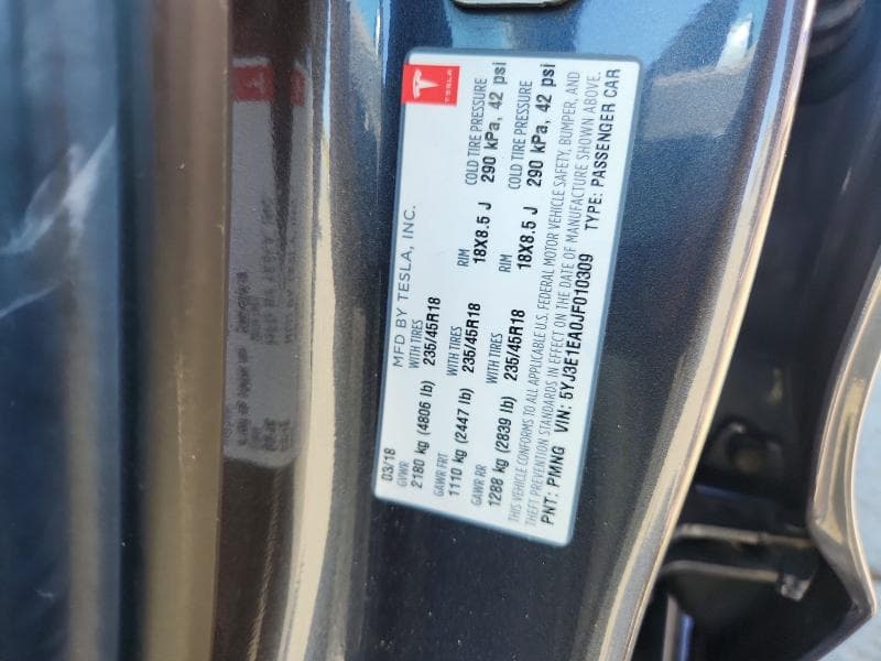 2018 TESLA MODEL 3 12