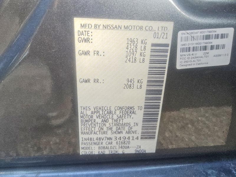 2021 NISSAN ALTIMA S 12