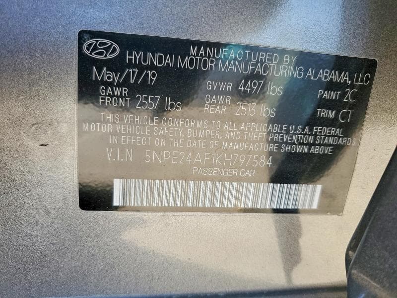 2019 HYUNDAI SONATA SE 12