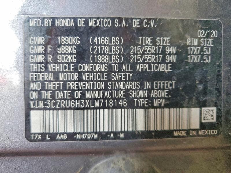 2020 HONDA HR-V LX 14