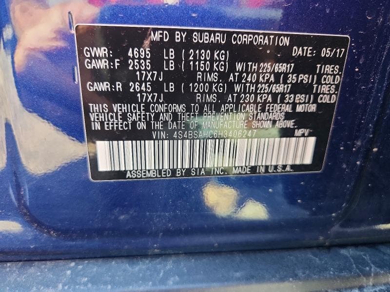 2017 SUBARU OUTBACK 2.5I PREMIUM 13