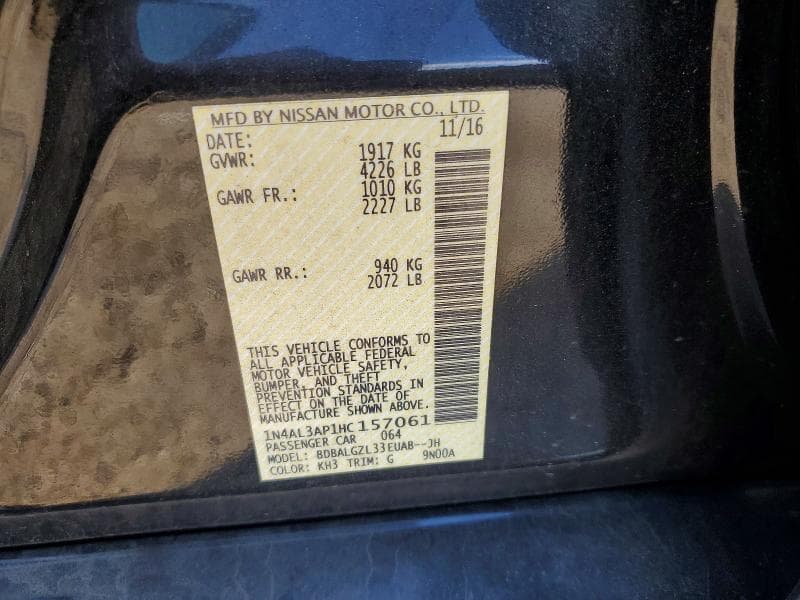 2017 NISSAN ALTIMA 2.5 S 12