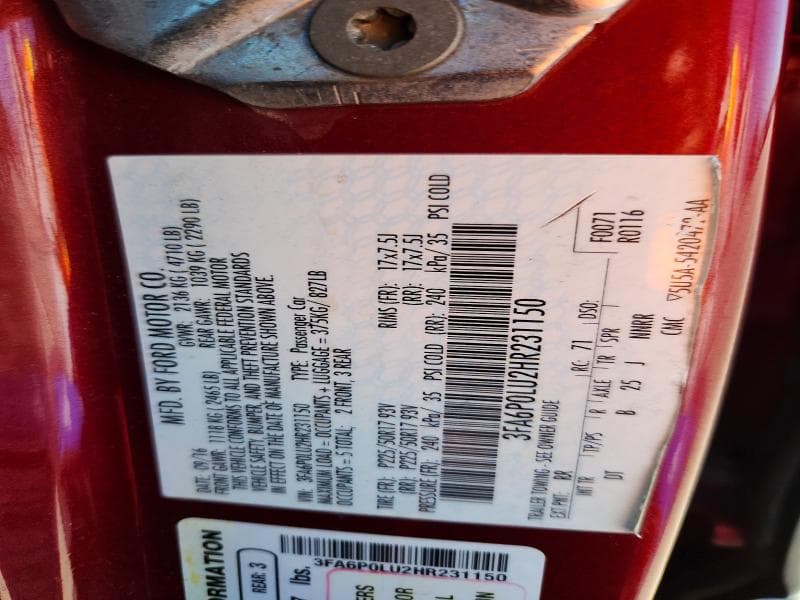 2017 FORD FUSION SE HYBRID 12
