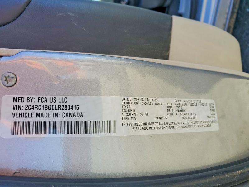 2020 CHRYSLER PACIFICA TOURING L 13
