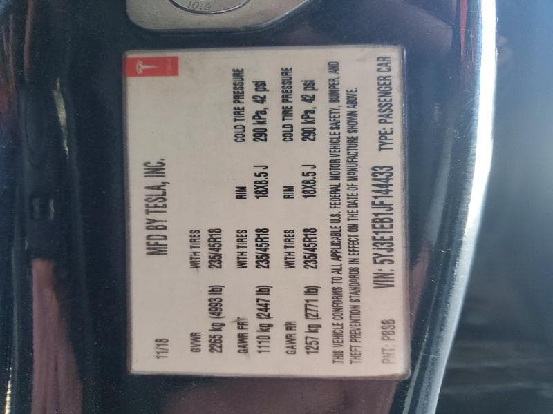 2018 TESLA MODEL 3 12