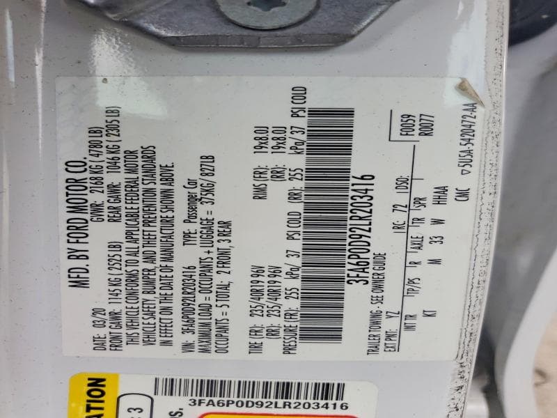 2020 FORD FUSION TITANIUM 12