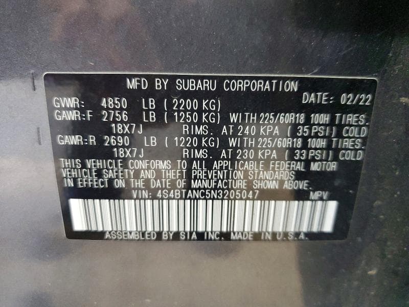 2022 SUBARU OUTBACK LIMITED 13