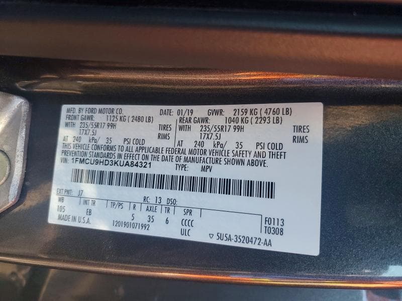2019 FORD ESCAPE SEL 13