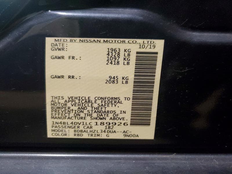 2020 NISSAN ALTIMA SV 12