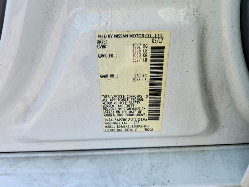 2017 NISSAN ALTIMA 2.5 SV 13