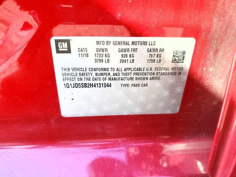 2017 CHEVROLET SONIC LT 12