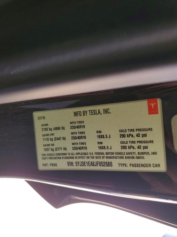 2018 TESLA MODEL 3 12
