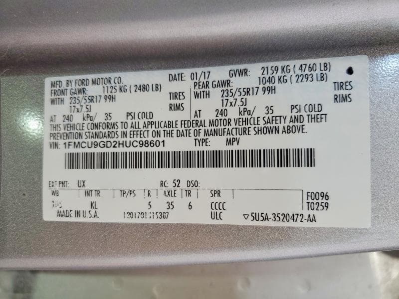 2017 FORD ESCAPE SE 13