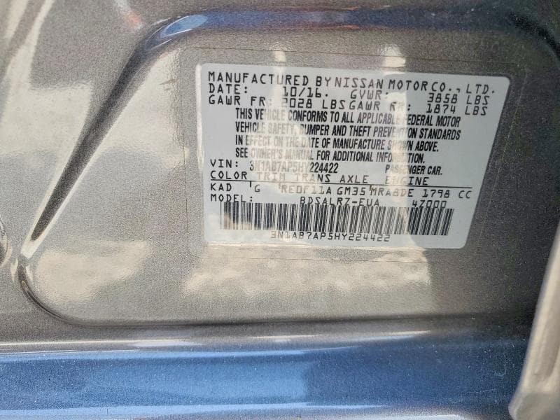 2017 NISSAN SENTRA SR 13