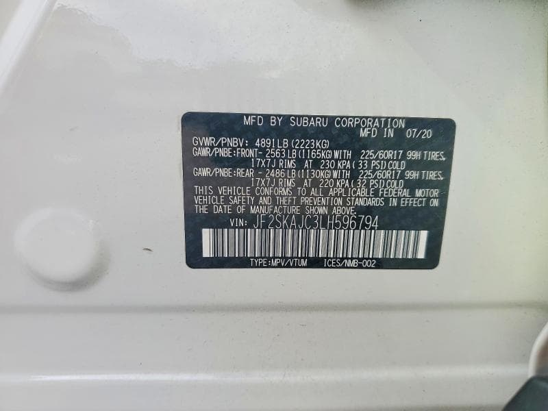 2020 SUBARU FORESTER PREMIUM 12