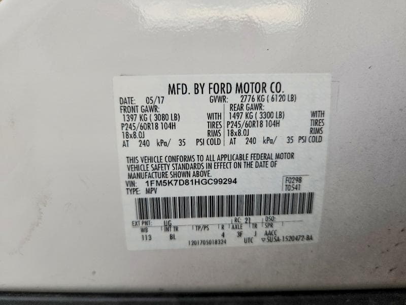 2017 FORD EXPLORER XLT 14