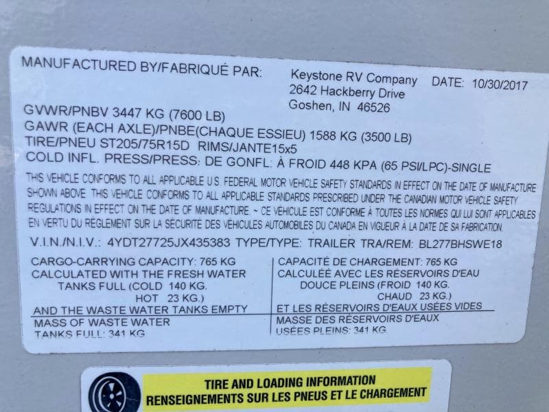 2018 KEYSTONE RV RV 6