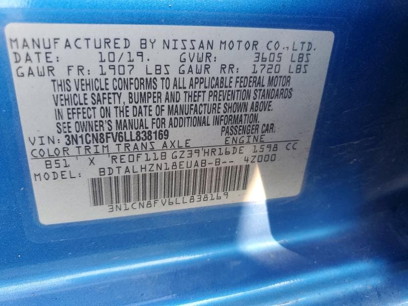 2020 NISSAN VERSA SR 13