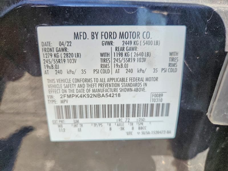 2022 FORD EDGE TITANIUM 12