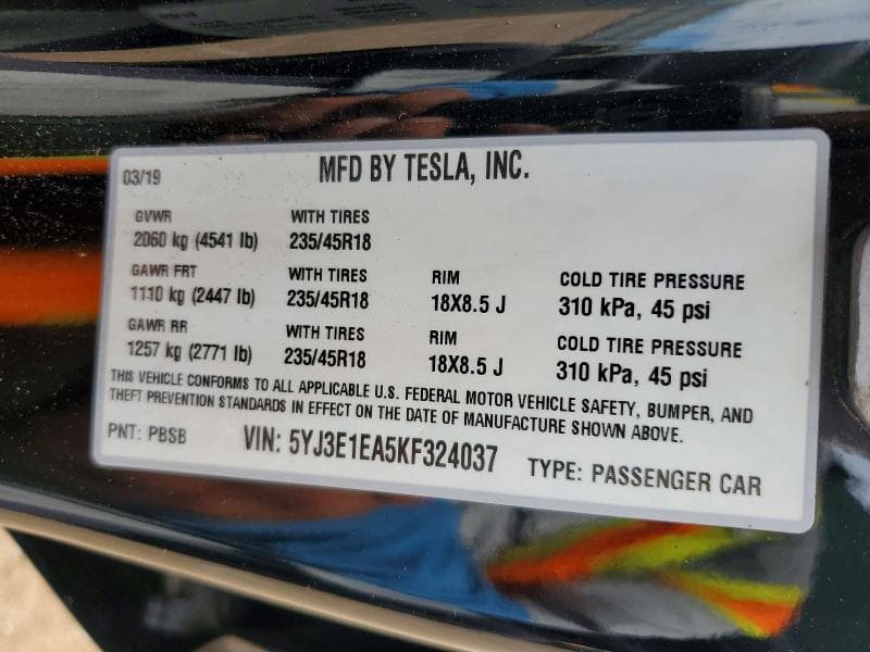 2019 TESLA MODEL 3 12