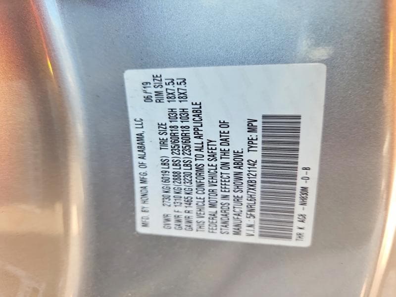 2019 HONDA ODYSSEY EXL 13