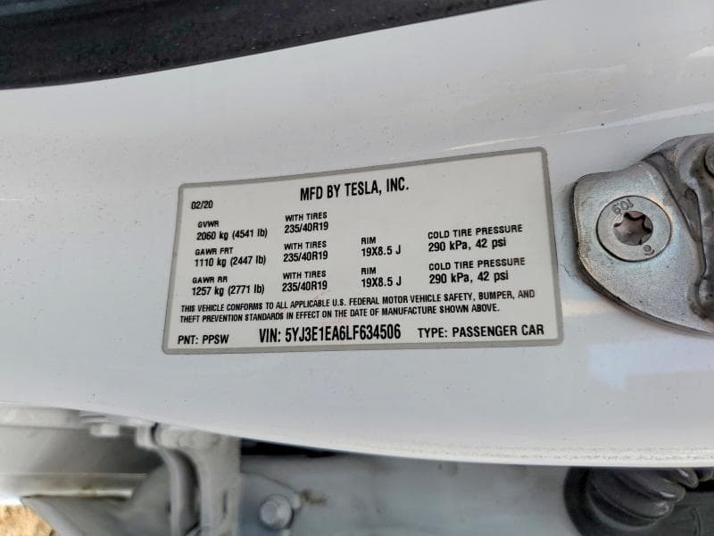 2020 TESLA MODEL 3 13