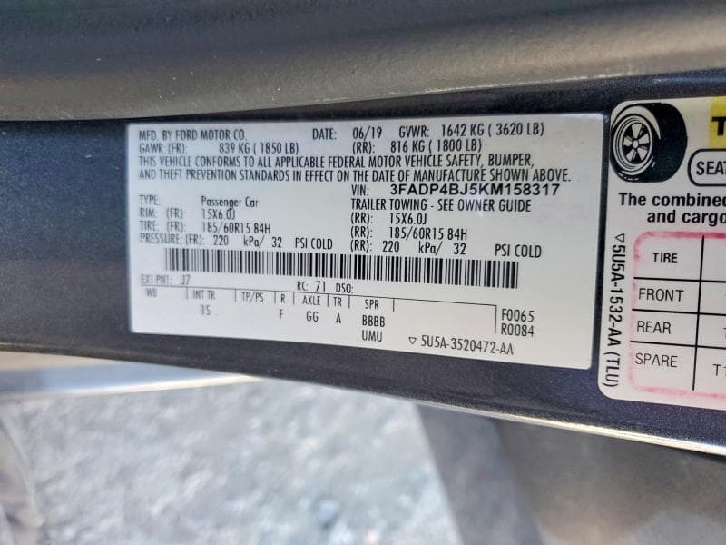 2019 FORD FIESTA SE 12