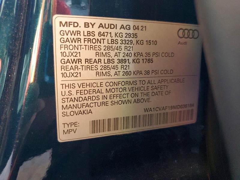 2021 AUDI Q8 PRESTIGE 14