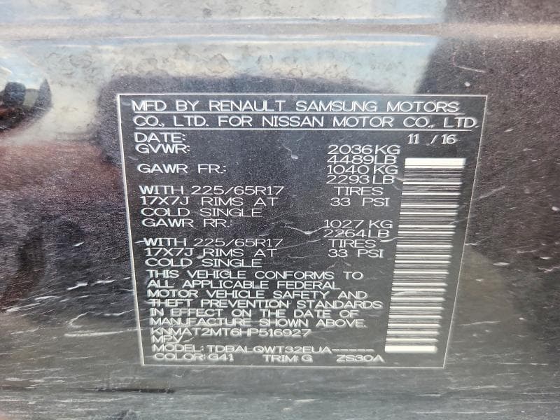 2017 NISSAN ROGUE SV 13