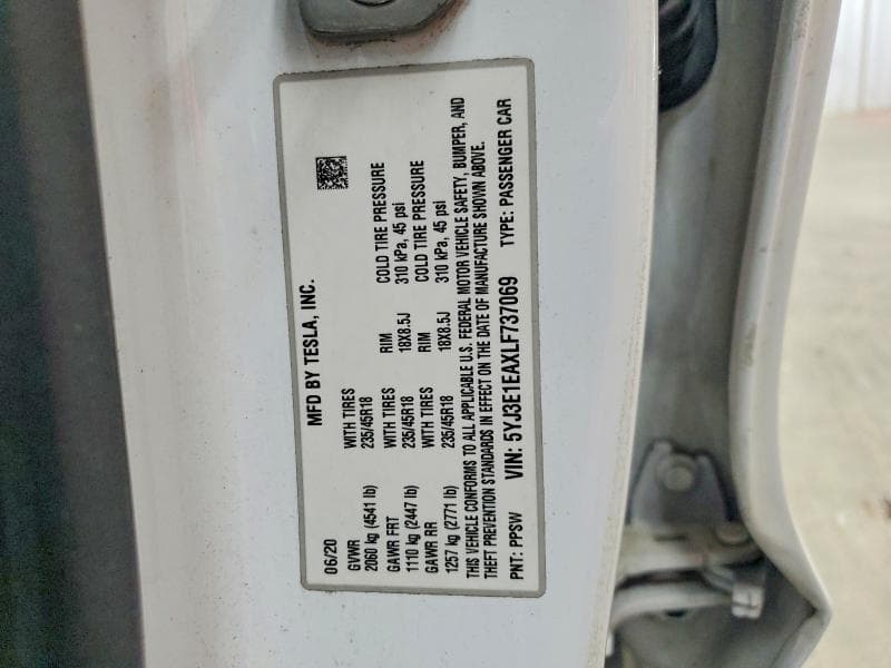 2020 TESLA MODEL 3 12