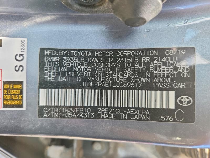 2020 TOYOTA COROLLA LE 13