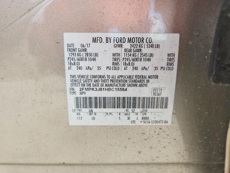 2017 FORD EDGE SEL 12