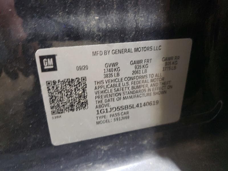 2020 CHEVROLET SONIC LT 12
