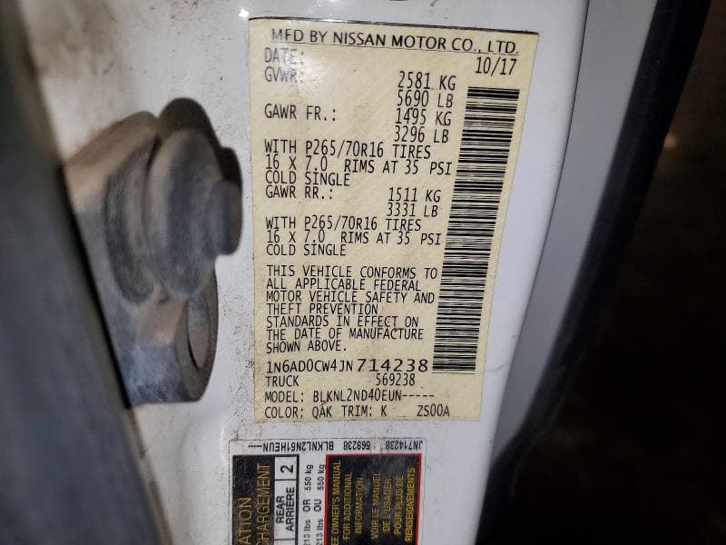 2018 NISSAN FRONTIER SV V6 12