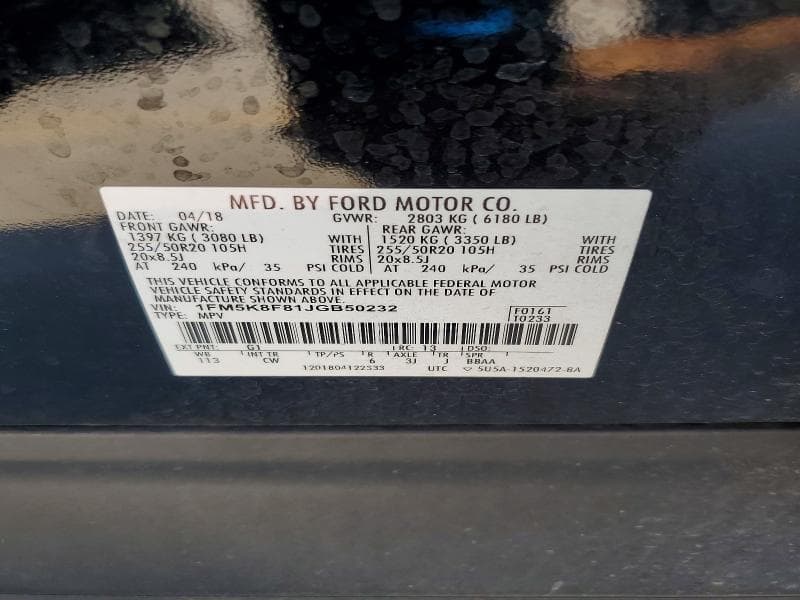 2018 FORD EXPLORER LIMITED 13