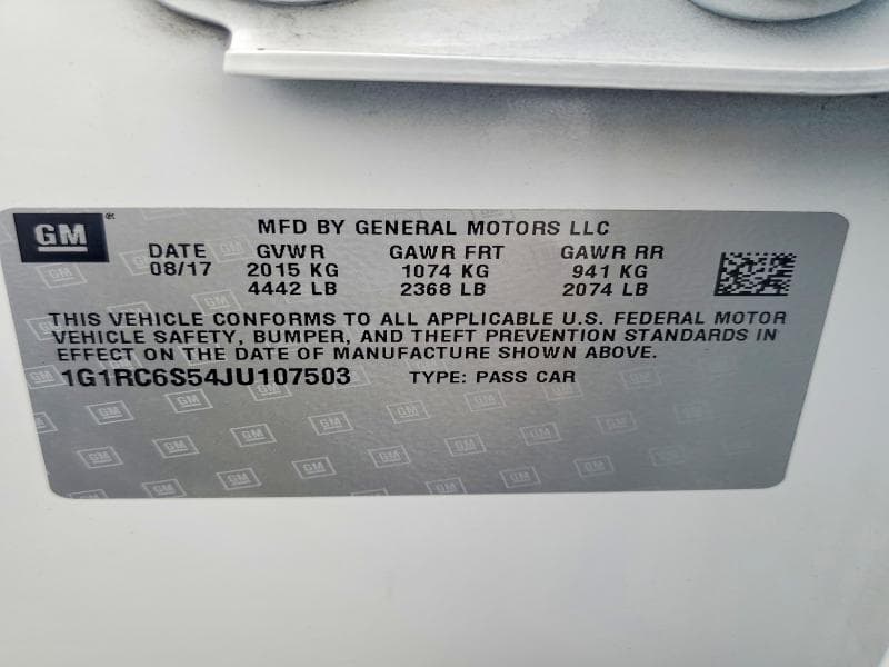2018 CHEVROLET VOLT LT 12