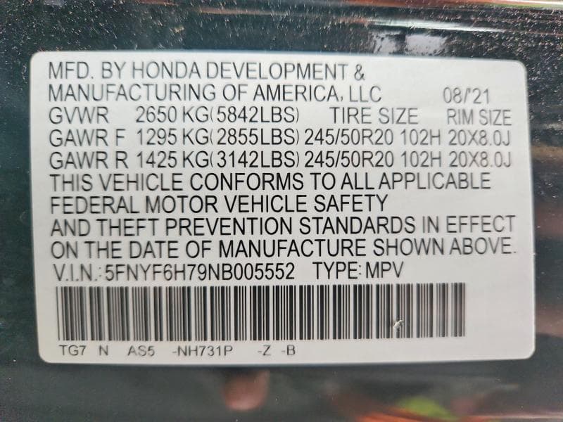 2022 HONDA PILOT BLACK 14