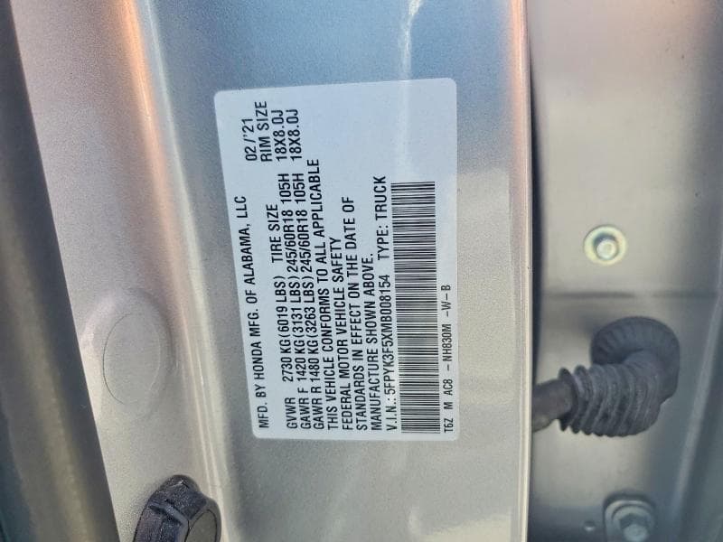 2021 HONDA RIDGELINE RTL 12