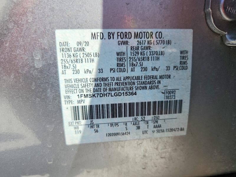 2020 FORD EXPLORER XLT 14