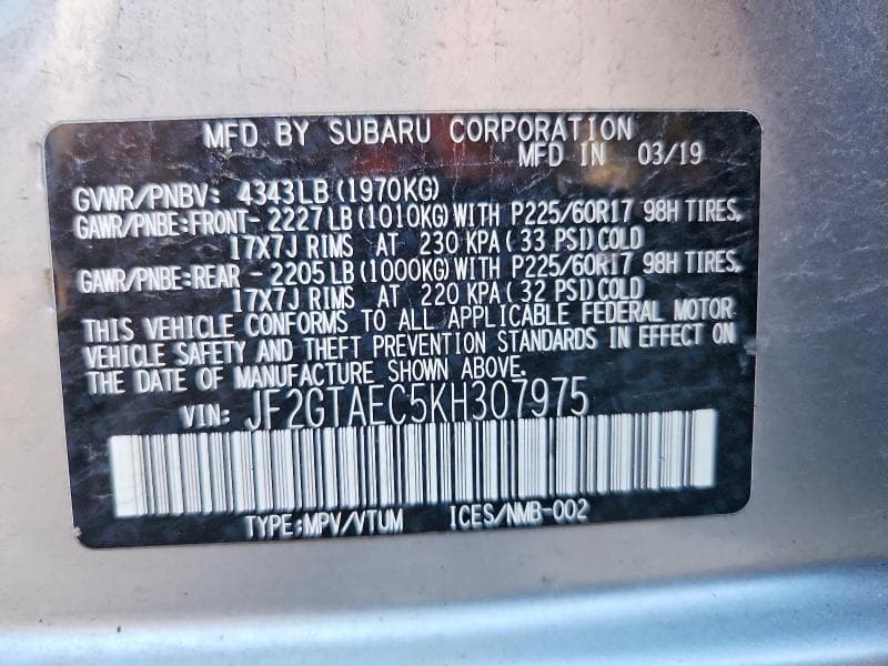 2019 SUBARU CROSSTREK PREMIUM 12