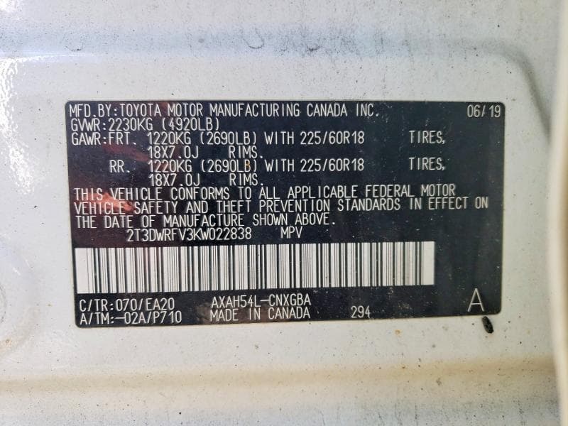2019 TOYOTA RAV4 LIMITED 13