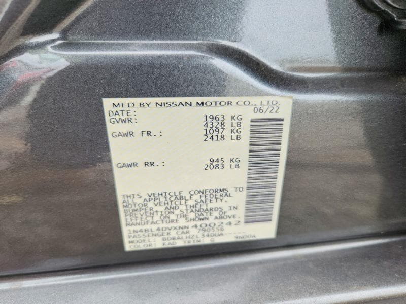 2022 NISSAN ALTIMA SV 12
